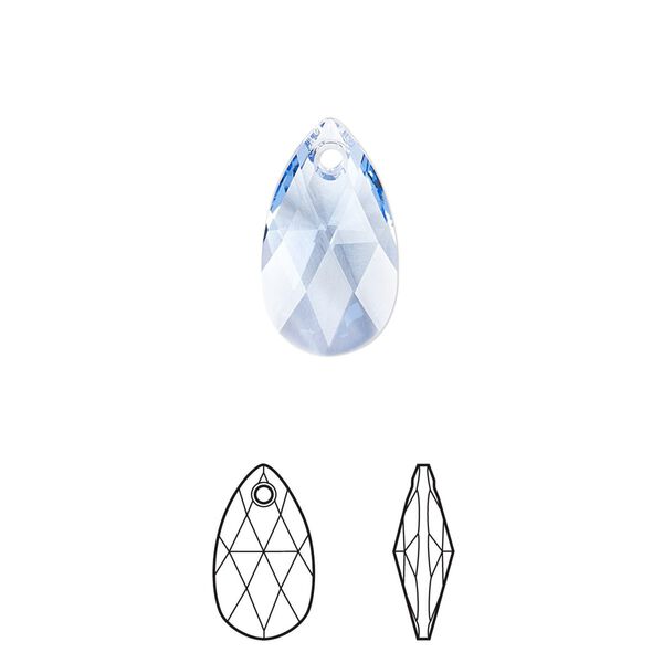 Drop 2pk light sapphire, Crystal Passions® 16x9mm pendant pear 6106 image number 0