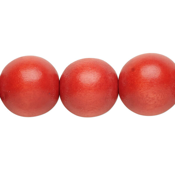 Bead, Taiwanese cheesewood (dyed / waxed), dark orange, 15-16mm round. Sold per 15-1/2" to 16" strand. image number 0
