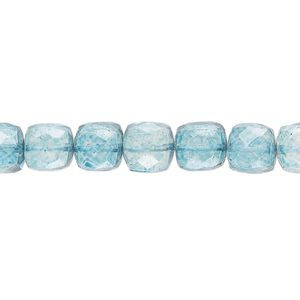 Quartz crystal 1pkg1, hand-cut faceted cube bead 7 inch 7x6mm-8x8mm