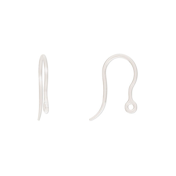 Ear wire, acrylic, clear, 17mm fishhook with closed loop, 20 gauge. Sold per pkg of 10 pairs. image number 0