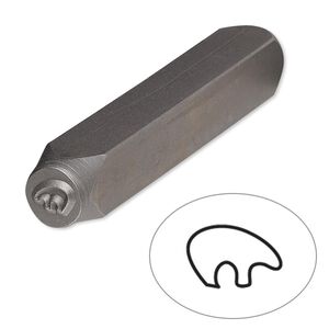 Stamp punch, tempered chrome vanadium steel, 6x4mm Zuni-style bear, 2-3/4 x 3/8 inches. Sold individually.