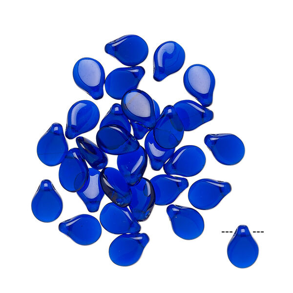 Bead, Preciosa Pip™, Czech pressed glass, translucent cobalt, 7x5mm top-drilled pip. Sold per pkg of 30. image number 0