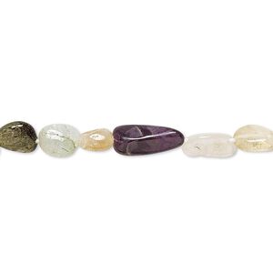 Multi-gemstone 1pkg1, pebble bead 14 inch small