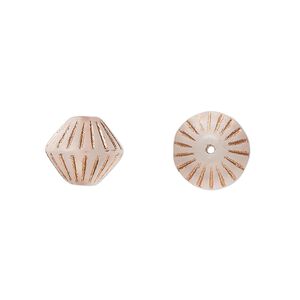 Bead, Preciosa, Czech pressed glass, opaque clear matte copper, 11mm fluted bicone. Sold per pkg of 12.