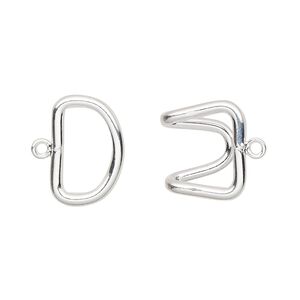 Clasp hook 1pkg10 silver-plated, 23x15mm, brass 1-strand