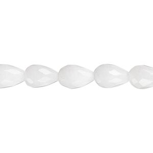 Snow quartz 1pkg1, faceted teardrop bead natural 15.5-16 inch 10x7mm