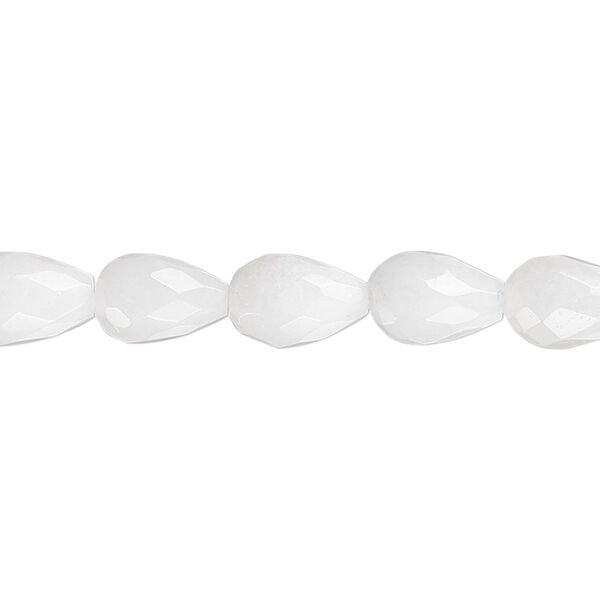 Snow quartz 1pkg1, faceted teardrop bead natural 15.5-16 inch 10x7mm image number 0