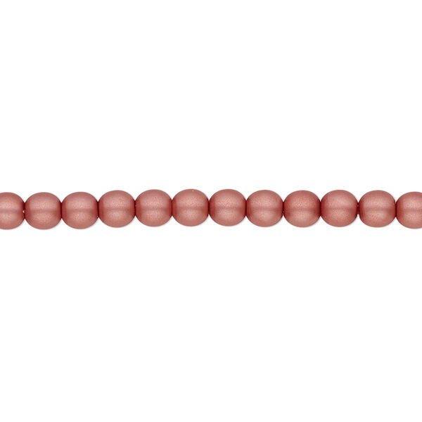 Bead, Czech pearl-coated glass druk, opaque matte dusty rose, 4mm round. Sold per 15-1/2" to 16" strand. image number 0