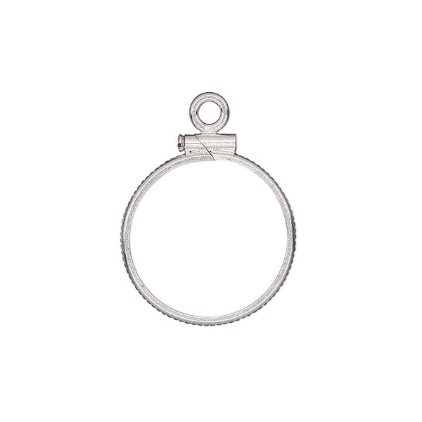 Drop, sterling silver, 18.5mm open round with 18mm screw-fastened flat round bezel setting. Sold individually. image number 0