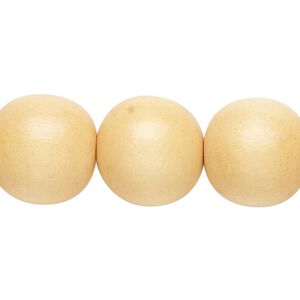 Bead, Taiwanese cheesewood (dyed / waxed), dark yellow, 15-16mm round. Sold per 15-1/2" to 16" strand.