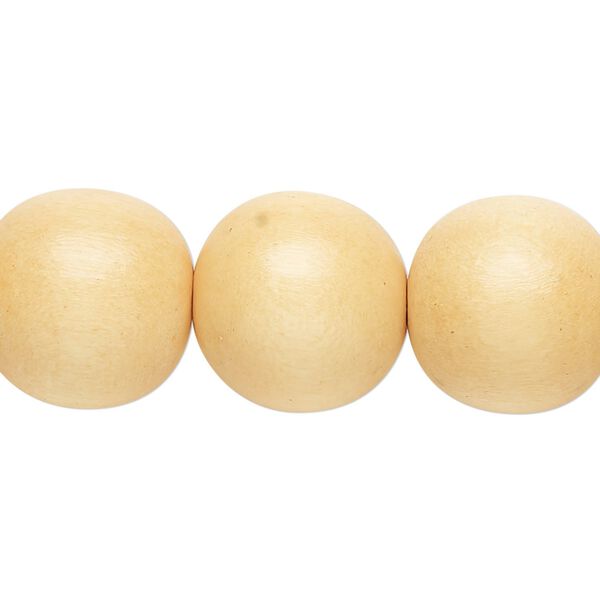 Bead, Taiwanese cheesewood (dyed / waxed), dark yellow, 15-16mm round. Sold per 15-1/2" to 16" strand. image number 0