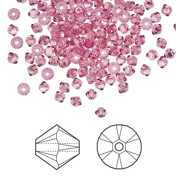 Bead 48pk rose, Crystal Passions® 3mm bicone 5328 image number 0