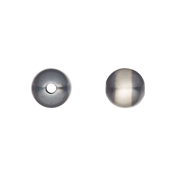 Bead, Navajo pearl style, brushed oxidized sterling silver, 10mm round. Sold individually. image number 0