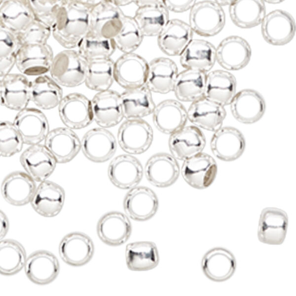 Crimp, silver-finished brass, 2.5mm round, 1.5mm inside diameter. Sold per pkg of 100. image number 0