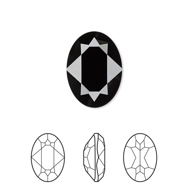 Fancy stone 6pk jet, Crystal Passions® 18x13mm oval 4120 image number 0