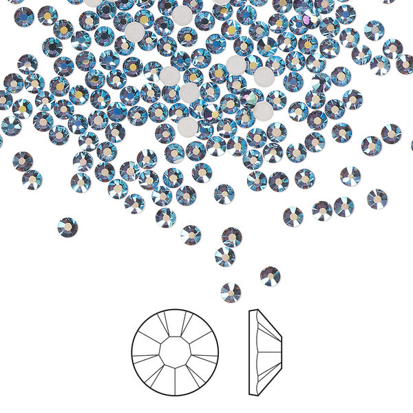 Flat back 1440pk denim blue AB foil back, Preciosa MAXIMA Czech crystal rhinestone 2.1-2.3mm chaton rose round SS7 image number 0