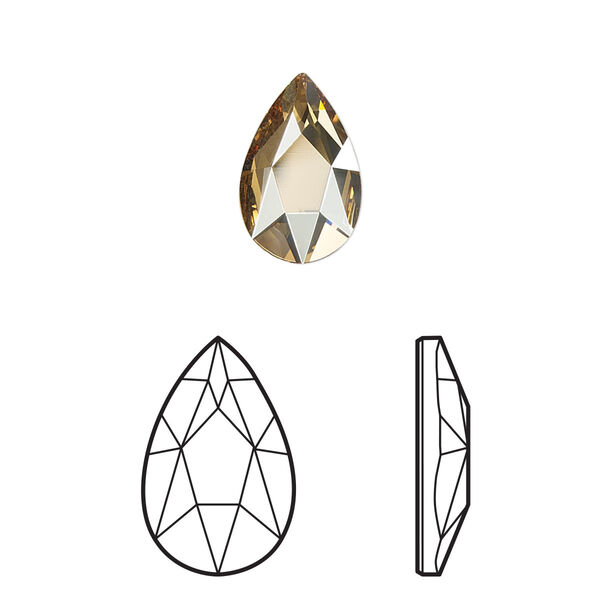 Flat back 24pk crystal golden shadow foil back, Crystal Passions® 14x9mm pear 2303 image number 0