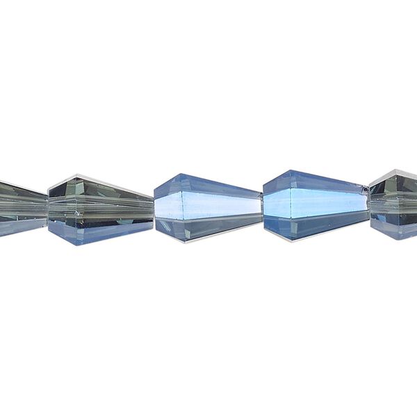 Bead, glass, crystal blue shade, 10x8mm faceted teardrop. Sold per 15-1/2 to 16-inch strand. image number 0