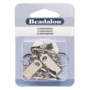 Badge clip, silver-plated steel, 30x10.5mm with swivel loop. Sold per pkg of 4.