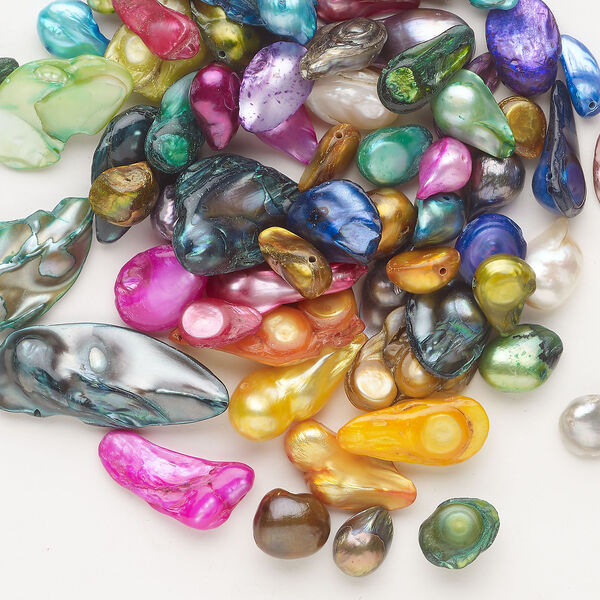 Pearl 1pkg1 freshwater, top-drilled baroque, 2 ounce mix multicolored 6x5mm-33x13mm cultured image number 0
