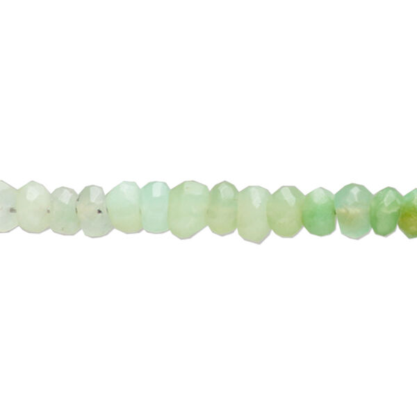 Bead, chrysoprase (natural), pkg/16 inches, shaded light to dark, 3x2mm-4x3mm graduated hand-cut faceted rondelle, B- grade. image number 0