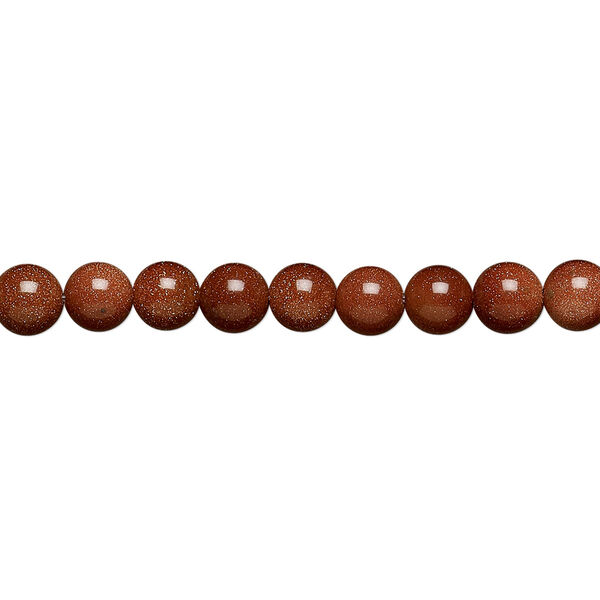 Bead, brown goldstone (glass) (man-made), 5mm round. Sold per 15-1/2" to 16" strand. image number 0