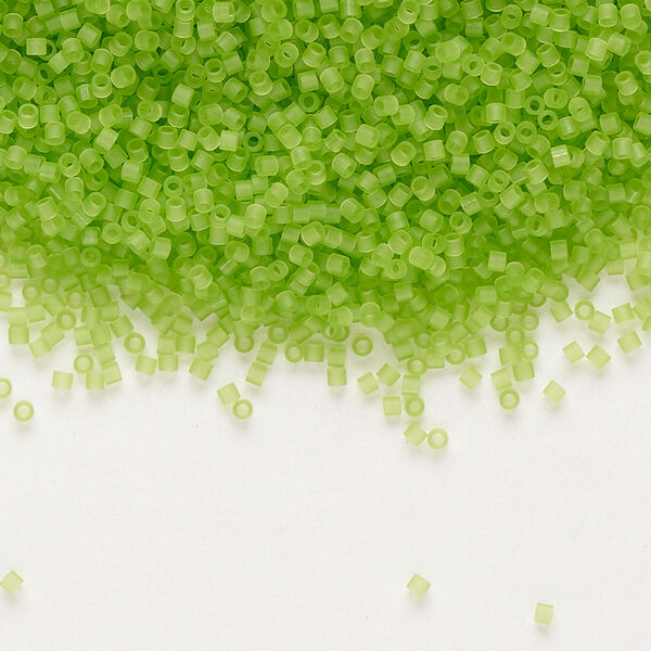 Seed bead, Delica®, glass, pkg/7.5g, #15 round, translucent matte lime (DBS-1266). image number 0