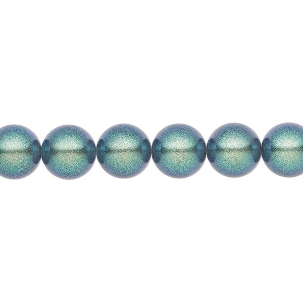 Pearl 25pk pearlescent peacock green, Preciosa Czech crystal 8mm round image number 0