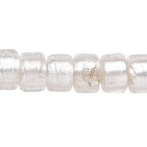 Bead, lampworked glass, semitransparent clear with fine silver foil, 12x8mm crow. Sold per 15-1/2" to 16" strand.
