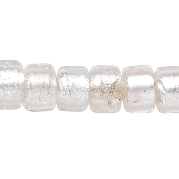 Bead, lampworked glass, semitransparent clear with fine silver foil, 12x8mm crow. Sold per 15-1/2" to 16" strand. image number 0