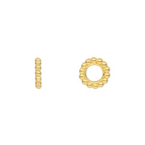 Bead, gold-finished "pewter" (zinc-based alloy), 9x2mm rondelle. Sold per pkg of 50.