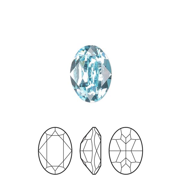 Fancy stone 2pk aqua bohemica foil back, Preciosa MAXIMA Czech crystal rhinestone 14x10mm oval image number 0