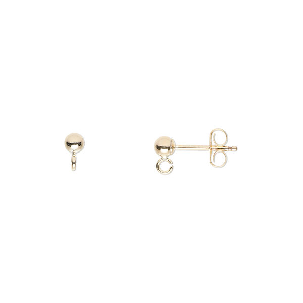Earstud, 14Kt gold-filled, 3mm ball with open loop. Sold per pkg of 5 pairs. image number 0