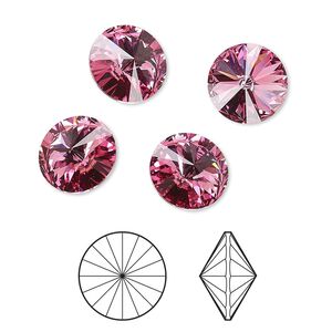 Chaton 4pk rose foil back, Crystal Passions® 10.54-10.91mm rivoli SS47 1122
