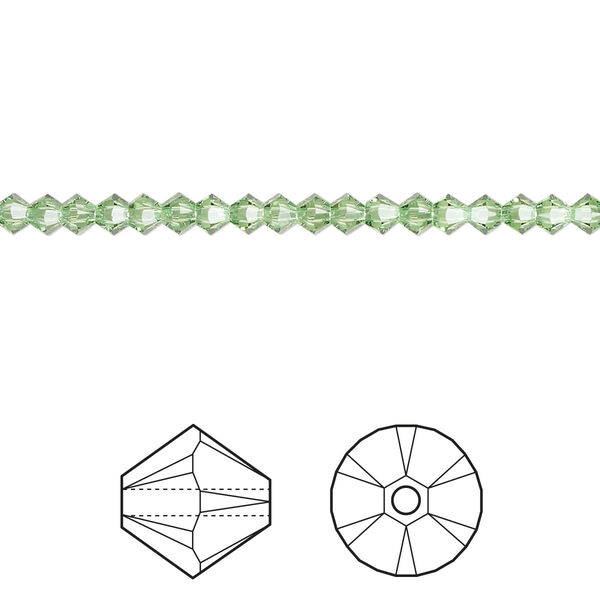 Bead 144pk peridot, Crystal Passions® Regenerated 3mm bicone 5328 image number 0
