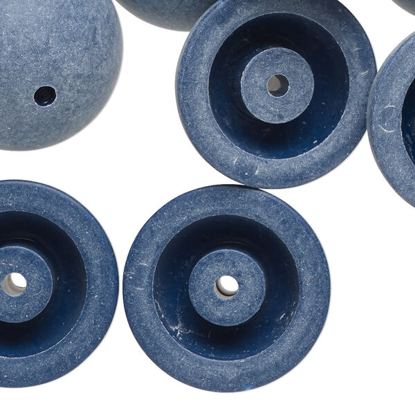 Component, acrylic, opaque matte blue, 22mm domed round. Sold per pkg of 12. image number 0