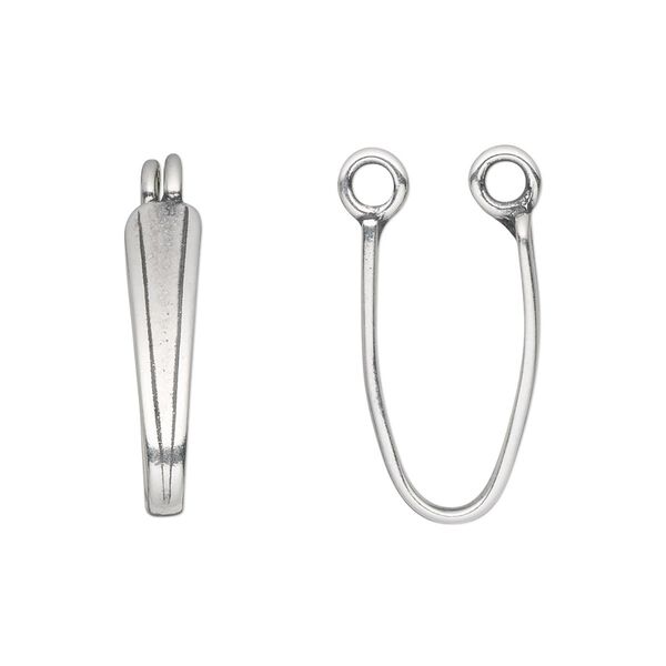 Bail, JBB Findings, donut, antique silver-plated pewter (tin-based alloy), 22x5mm with 20mm grip length. Sold per pkg of 2. image number 0