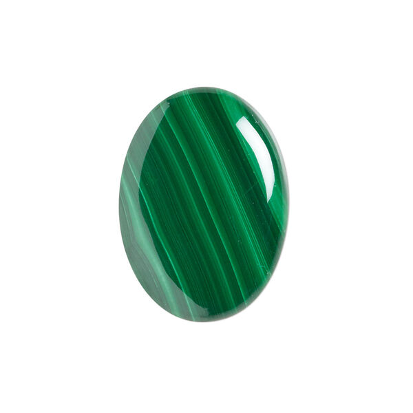 Cabochon, malachite (natural), 25x18mm calibrated oval, B grade, Mohs hardness 3-1/2 to 4. Sold individually. image number 0