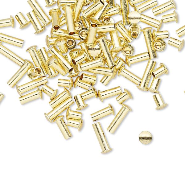Rivet mix, brass, 3.5x3mm-7.5x3mm with 1.9mm shank. Sold per pkg of 100. image number 0