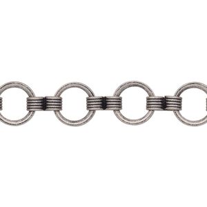 Chain 1pkg1 silver-plated round, 8mm, antique brass 5 foot unfinished