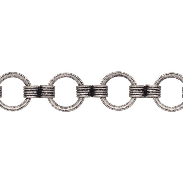 Chain, antique silver-plated brass, 8mm round. Sold per pkg of 5 feet. image number 0