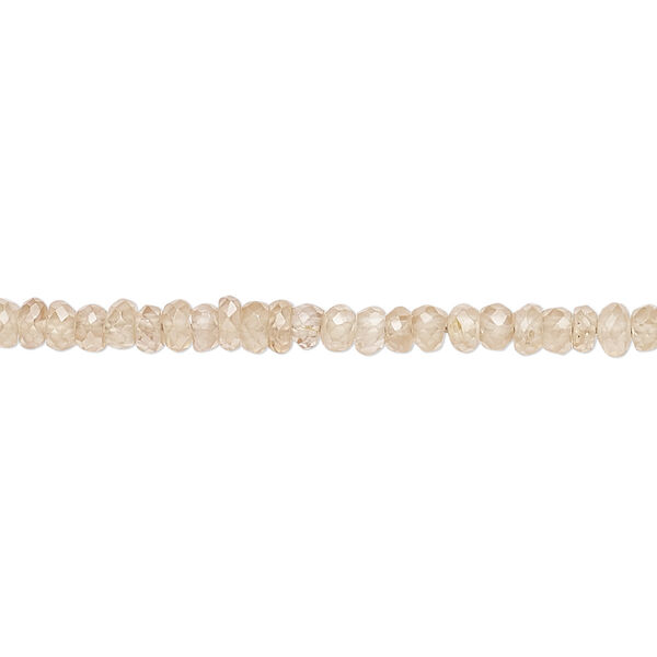 Bead, zircon (heated), light, 3x1mm-4x2mm hand-cut faceted rondelle, B grade, Mohs hardness 6 to 7-1/2. Sold per 8-inch strand, approximately 65-70 beads. image number 0
