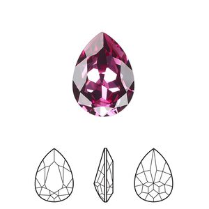 Fancy stone 48pk dark rose foil back, Swarovski® 18x13mm pear 4320