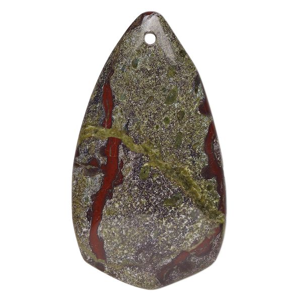 Dragon blood jasper 1pkg1, top-drilled shield focal natural 50x27mm image number 0