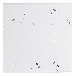 Earring card, paper, white with rainbow-colored confetti, 2x2-inch square. Sold per pkg of 100.