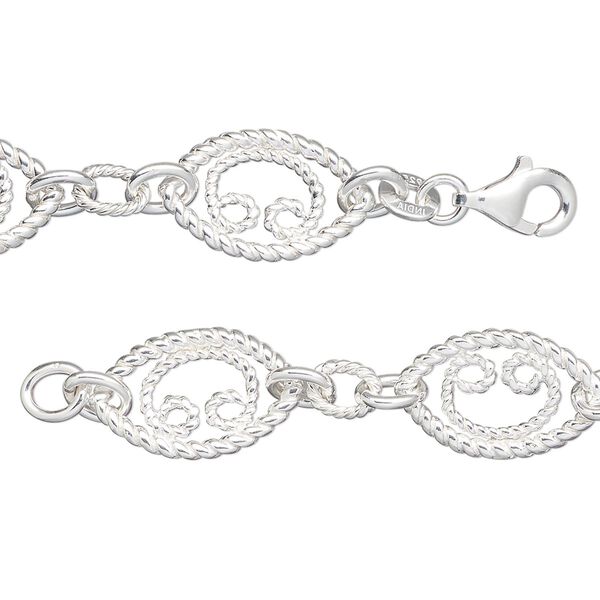 Chain, sterling silver, 9.5mm twisted marquise, 21 inches with lobster claw clasp. Sold individually. image number 0
