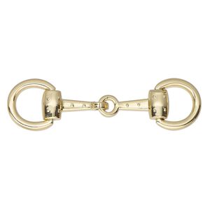Focal, gold-finished "pewter" (zinc-based alloy), 2-1/2 x 11/16-inch snaffle bit. Sold individually.