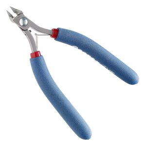 Pliers, Tronex®, 7223 razor flush-cutter, steel and rubber, red / blue / white, 5-1/2 inches. Sold individually.