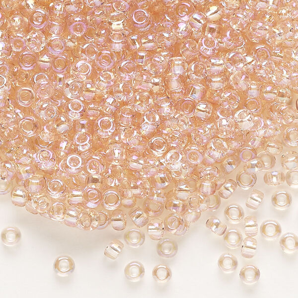Seed bead, Dyna-Mites™, glass, transparent rainbow cream soda, #8 round. Sold per 1/2 kilogram pkg. image number 0