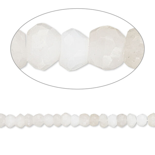 Bead, snow quartz (natural), 3x2mm-4x3mm hand-cut faceted rondelle, C grade, Mohs hardness 7. Sold per 13-inch strand. image number 0